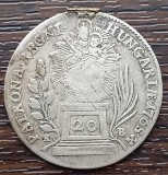 (A379) MONEDA DIN ARGINT UNGARIA - 20 KRAJCZAR CREITARI 1765 KB, MARIA THERESIA, A FOST AGATATA