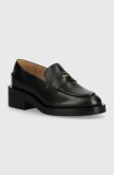 BOSS mocasini de piele Iryna femei, culoarea negru, cu toc plat, 50523445