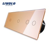Cumpara ieftin Intrerupator touch Livolo din sticla, triplu+dublu, auriu