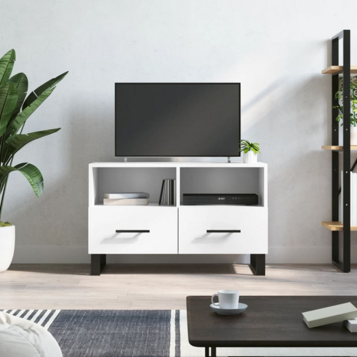 Comoda TV, alb, 80x36x50 cm, lemn prelucrat GartenMobel Dekor