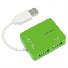 Hub USB Logilink UA0138 USB 2.0 4 porturi Smile Green foto