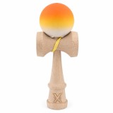Cumpara ieftin Kendama din lemn profesionala 18 cm, bila rubber grip, joc coordonare si antistres, copii si adulti, portocaliu galben alb