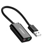 PLACA de SUNET Ugreen, &quot;US205&quot; extern, interfata USB 2.0,conectori 2 x jack 3.5 mm, negru &quot;30724&quot;