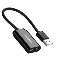 PLACA de SUNET Ugreen, &quot;US205&quot; extern, interfata USB 2.0,conectori 2 x jack 3.5 mm, negru &quot;30724&quot;