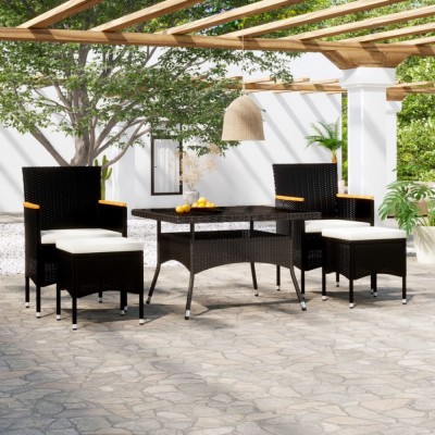 Gossi set mobilier gradina, 5 piese, negru, poliratan/sticla tratata foto