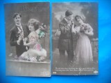 HOPCT 1678 CUPLU-ROMANTICA-FRANTA--LOT 2 CARTI POSTALE VECHI-CIRCULATE
