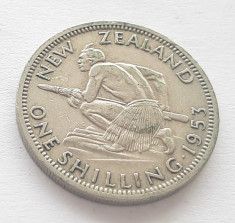 378. Moneda Noua Zeelanda 1 shilling 1953 (tiraj 200.000 buc) foto