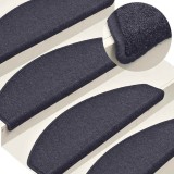 vidaXL Covorașe pentru scări, 15 buc., 65x24x4 cm, gri &icirc;nchis și albastru, semirotunde, mari 322365
