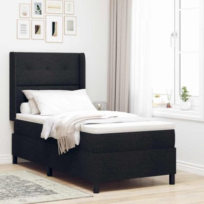 vidaXL Pat cu arcuri cu saltea cu headboard Negru 80 x 200 cm țesătură 3341611 foto