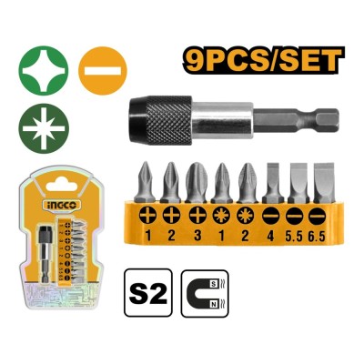 Prelungitor biti set 9 bucati - Ingco AKSD0071 foto
