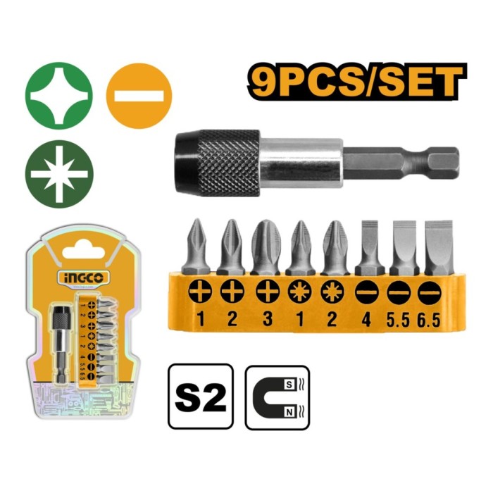 Prelungitor biti set 9 bucati - Ingco AKSD0071