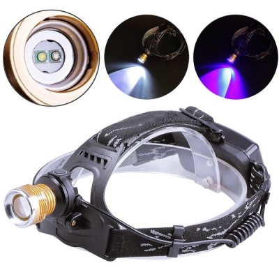 Lanterna Frontala 3W 2LED Alb Albastru Zoom 2x18650 12V 220V T621 XXM foto