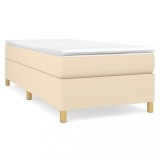 Cumpara ieftin Pat box spring cu saltea, crem, 80x200 cm, textil
