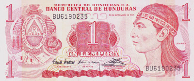 Bancnota Honduras 1 Lempira 1992 - P71 UNC foto