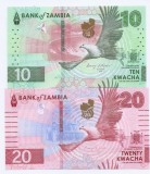 Zambia Set 2 bancnote - 10, 20 Kwacha 2024 - P-62, 63 - UNC !!!