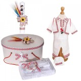 Set popular, trusou botez, cutie trusou, lumanare si costum traditional