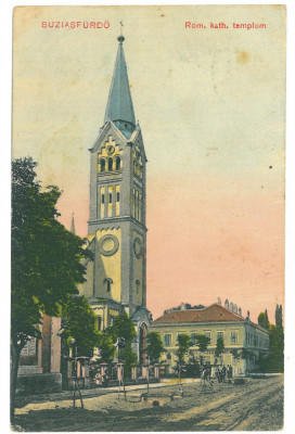 5585 - BUZIAS, Timis, Catholic Church, Romania - old postcard - used - 1912 foto