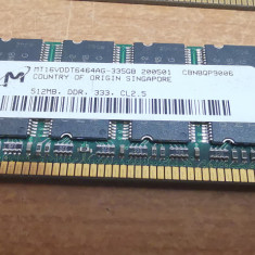 Ram PC Micron 512MB DDR 333MHz MT16VDDT6464AG-335GB