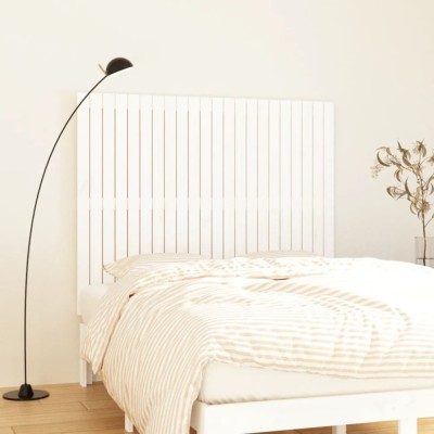 vidaXL Tăblie de pat pentru perete, alb, 140x3x110 cm, lemn masiv pin 824969 foto