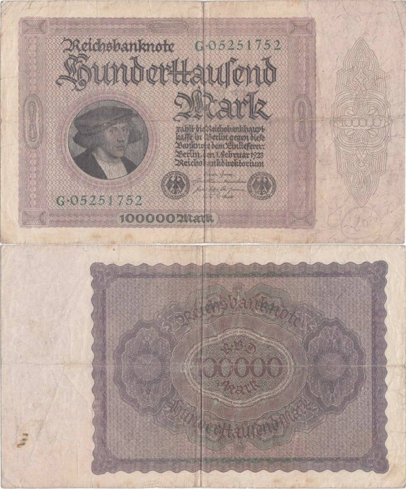 1923 (1 Februarie), 100.000 Mark (P-83a.1) - Germania