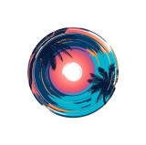 Sticker decorativ Apus pe Plaja, Multicolor, 55 cm, 3668ST, natura si peisaje, Oem