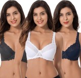 Cumpara ieftin Sutien modelator pentru femei Curve Muse Minimizer, cu broderie din dantela, pachet de 3, Marimea 85C - OUTLET, Fara burete, Clasica, Uni