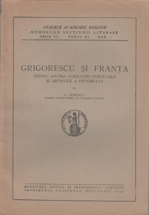 George Oprescu - Grigorescu si Franta