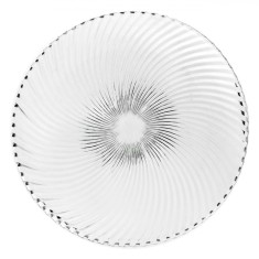 Platou Rotund, Transparent, Sticlă, Diametru 30.5 cm, Model Dungi