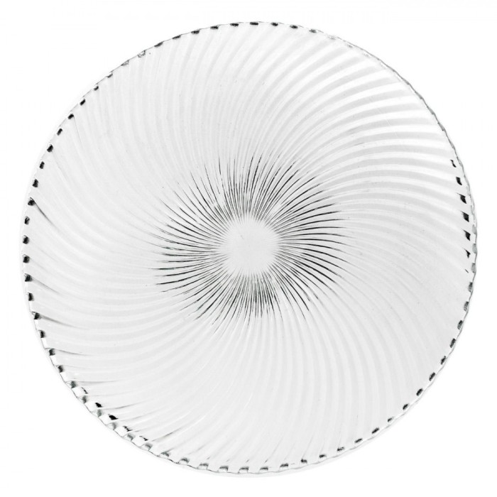 Platou Rotund, Transparent, Sticlă, Diametru 30.5 cm, Model Dungi