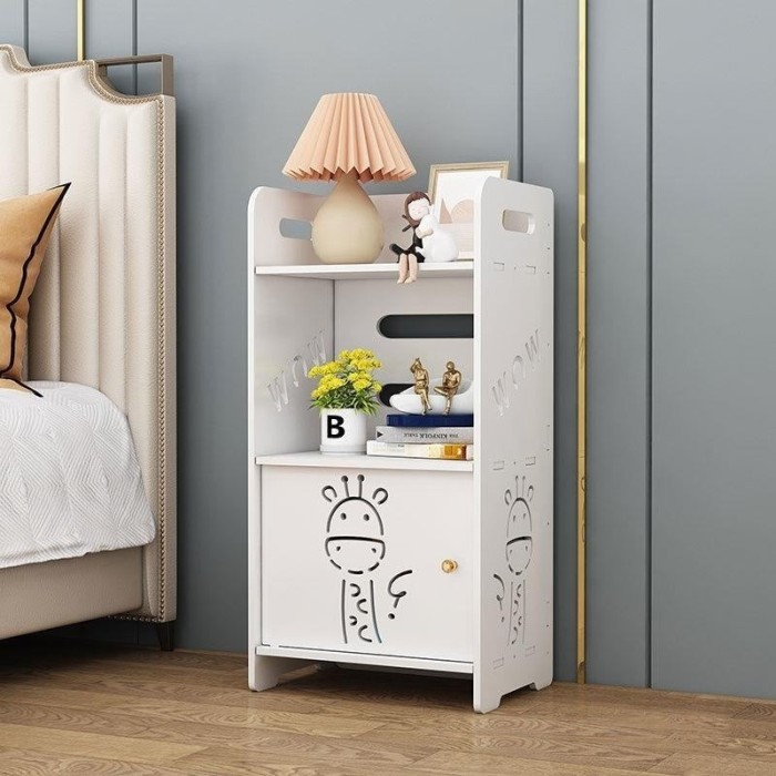 Noptiera pentru dormitor, din MDF, dimeniuni 25 X 50 cm, pentru depozitare si organizare, cu finisaj mat, alb