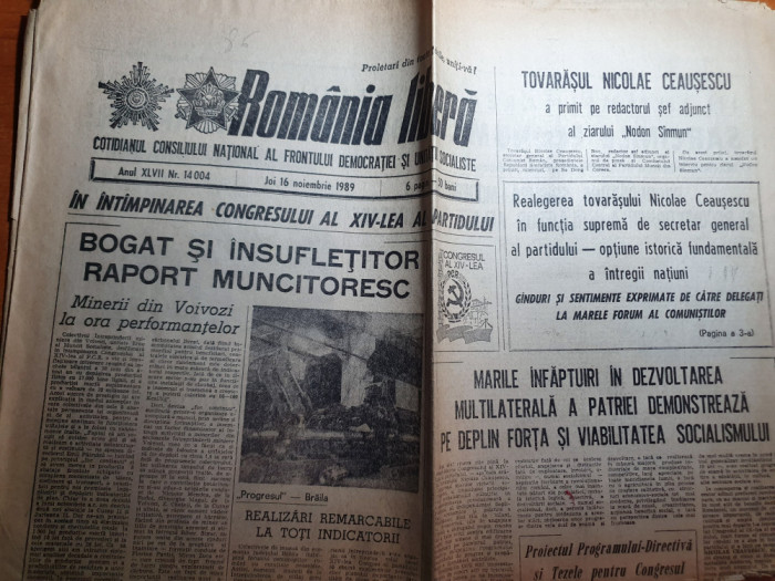 romania libera 16 noiembrie 1989-articol minerii din voivozi jud. bihor