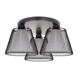 Plafoniera Rotunda Klausen Novos PL3 R Negru 46x21cm 3xE27 Corp Iluminat Modern Textil Metal Design Elegant pentru Living Dormitor Interior LED