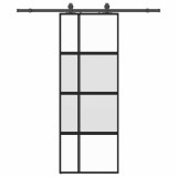 Cumpara ieftin Usa glisanta cu set feronerie neagra 76x205cm sticla securizata