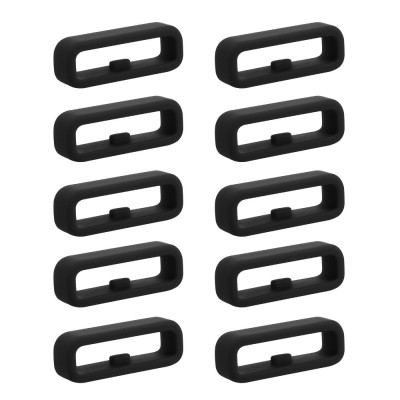 Set 10 Bucle suport pentru curea de 20 mm, Negru, Silicon, KWM000024YI002C foto