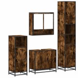 Cumpara ieftin Set de mobilier de baie 4 piese Lemn prelucrat de stejar afumat