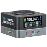 Incarcator Statie OEM WLX-R8A QI, 140W, 5A, 2 x USB-A - 6 x USB-C, Gri