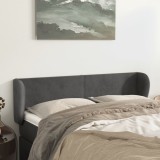 VidaXL Tăblie de pat cu aripioare gri &icirc;nchis 147x23x78/88 cm catifea 3116913
