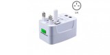 Adaptor/Incarcator universal de calatorie, all in one world pentru AU/UE/UK/SUA, Alb