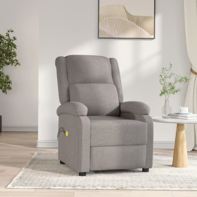 vidaXL Fotoliu de masaj electric rabatabil, gri taupe, textil foto