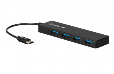 Tellur Hub USB Type-C 4 Porturi USB 3.0 Negru 45505970 foto