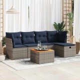 Cumpara ieftin Set mobilier grădină cu perne, 6 piese, gri, poliratan
