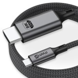 Cablu USB C la HDMI LUVLU&reg;, UHD 8K@60Hz, 4K@240Hz, HDR, 3D, HDCP, viteza 48Gbps, dublu impletit, compatibil thunderbolt 4 cu iPhone 16 Pro Max, MacBoo
