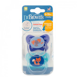 Set 2 suzete silicon PreVent design Fluture Albastru, 6-18 luni, Dr Brown`s, Dr. Browns