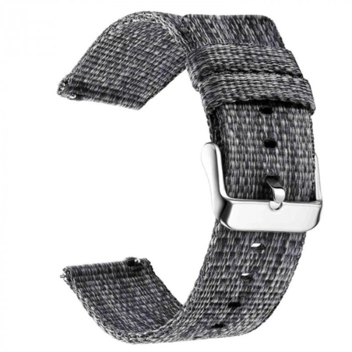 Curea material textil, compatibila Samsung Galaxy Watch 4 Classic, 42mm, telescoape QR, Grainsboro Gray