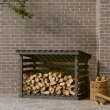 VidaXL Rastel pentru lemne de foc, gri, 108x73x79 cm, lemn masiv pin