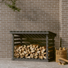 vidaXL Rastel pentru lemne de foc, gri, 108x73x79 cm, lemn masiv pin