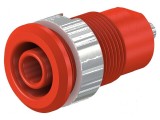 Conector banană 4mm soclu 24A 1kV roşu alamă
