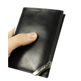 Biroul vertical bărbătesc cu accent argintiu, din piele naturală de gr&acirc;u