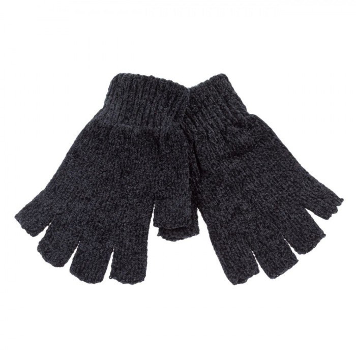 Mănuși Damenă Chenille, Degete Decupate, Negru