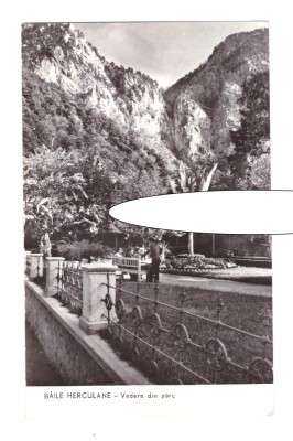 CP Baile Herculane - Vedere din parc, RPR, circulata 1962, stare buna, animata foto